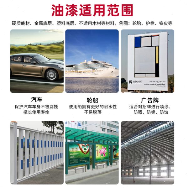 2K亮光汽车油漆成品漆金属防锈漆面漆黑色烤漆翻新改色修补漆