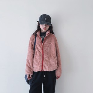 新款 女童毛绒外套2024冬装 女大童加H厚校服内搭儿童加绒保暖上衣