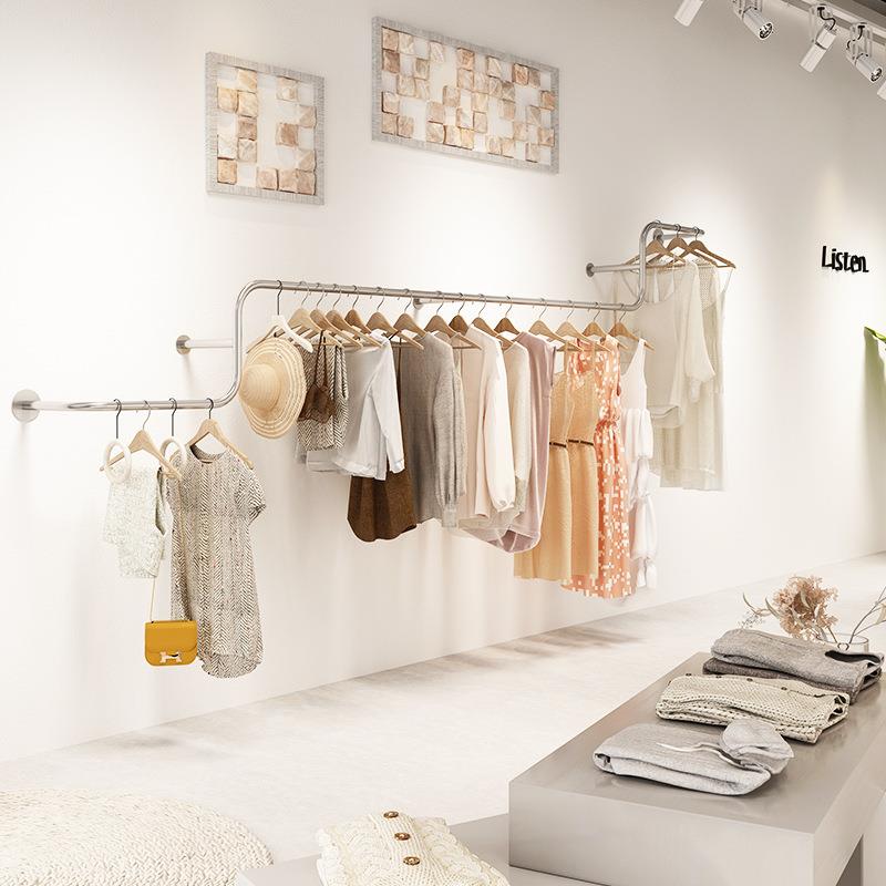 服装店展示架上墙壁挂式婚纱架子童装衣服陈列架创意女装店挂衣架