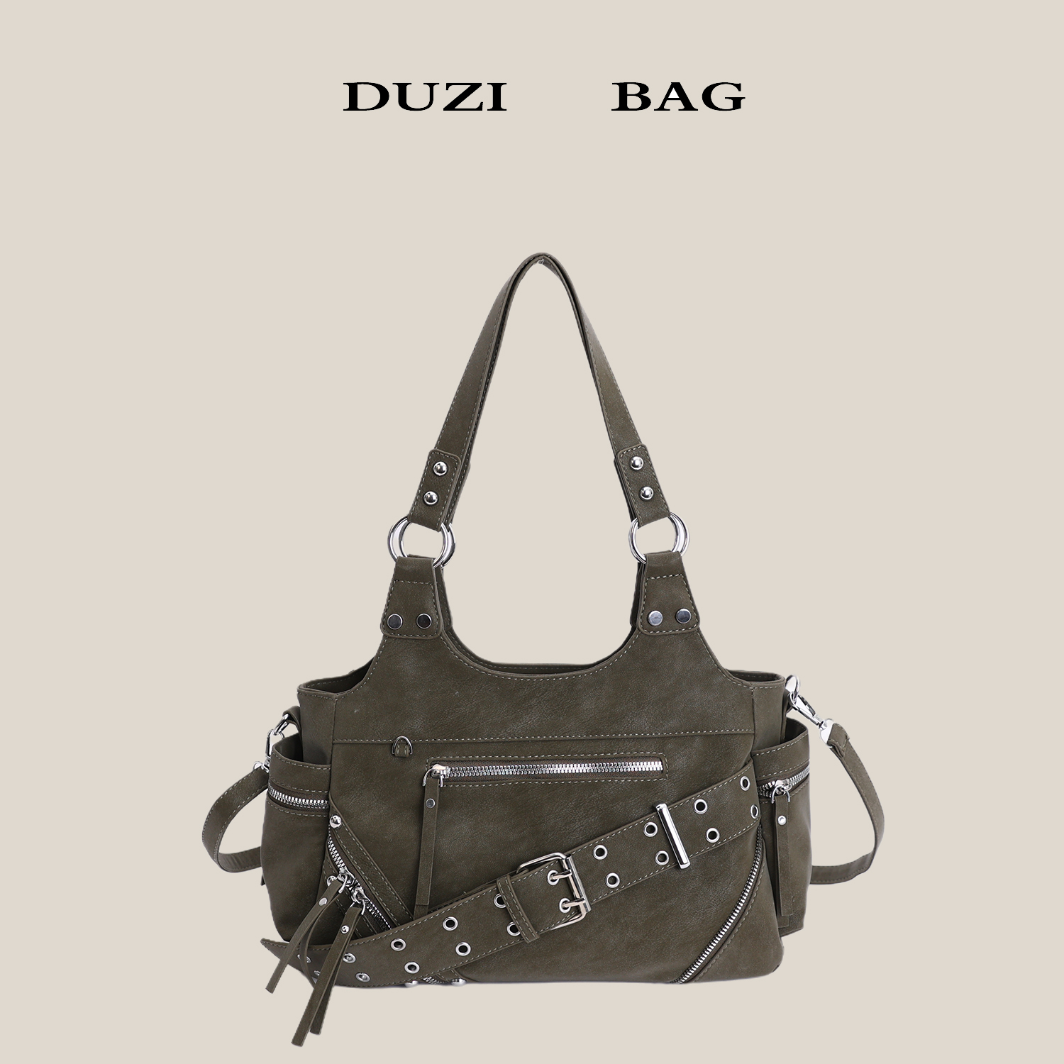 美式复古机车包大容量通勤托特包