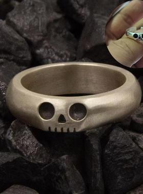 朋克风个性小骷髅泥鳅背戒指 简约骷髅头戒指 高颜值戒指