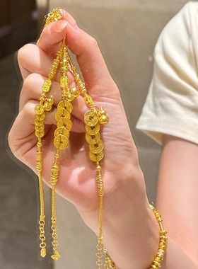 金色葫芦五帝钱盘缠手链复