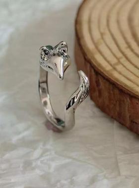 跨境ins狐狸开口戒轻奢华简约百搭戒指女新款小众食指环个性