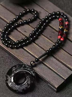 镂空平安扣玉佩毛衣链高档白玉石吊坠男女长款项链百搭配饰