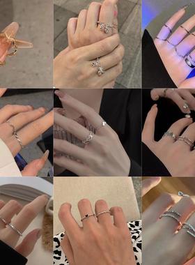 镂空爱心套装戒指女轻奢气质小众设计感指环ins风个性简约食指戒