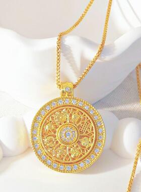 新中式金店同款时来运转百搭吉祥可旋转八宝罗盘时来运转吊坠项链