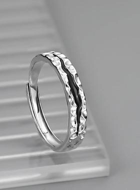 复古深渊戒指男款潮流嘻哈风食指戒时尚小众滴胶可调节开口指环