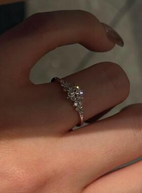 新款柏林情书闪钻戒指女气质轻奢高级感小众设计简约百搭开口指环