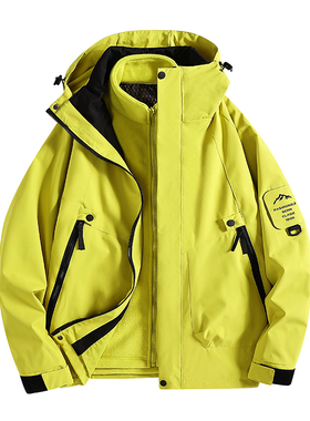 后街鸵鸟户外冲锋衣男女三合一春秋冬季防风防水石墨烯可拆卸内胆