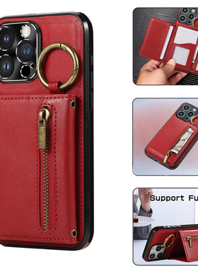 情侣兔适用于荣耀300pro手机套200lite新年红100/90GT插卡套80se折叠钱包70指环扣60拉链包零钱包x50i秋冬x40