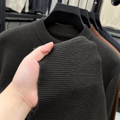 毛衣男款冬季加厚提花半高领高级感休闲保暖可外穿男士羊毛打底衫