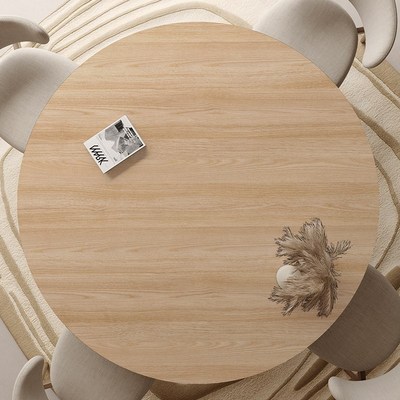 仿实木纹圆桌垫防水防油防烫高级感中式大圆形原木质色皮革餐桌布