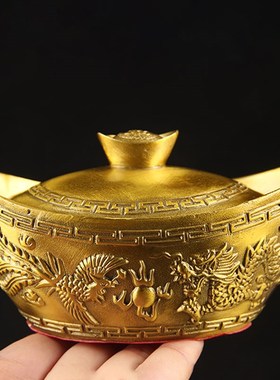 铜开盖元宝摆件 铜元宝摆件