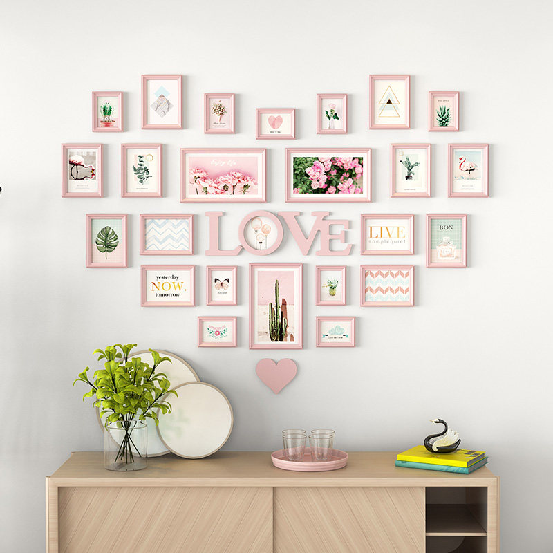 心形照片墙装饰创意个性爱心相框墙挂墙婚房结婚婚纱照洗照片组合