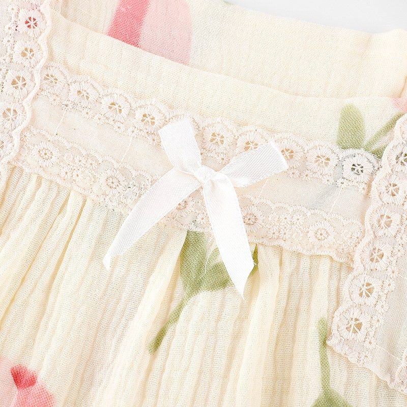 Se7en郁金香睡衣女夏季薄款短袖纯棉甜美公主风家居服套装夏天