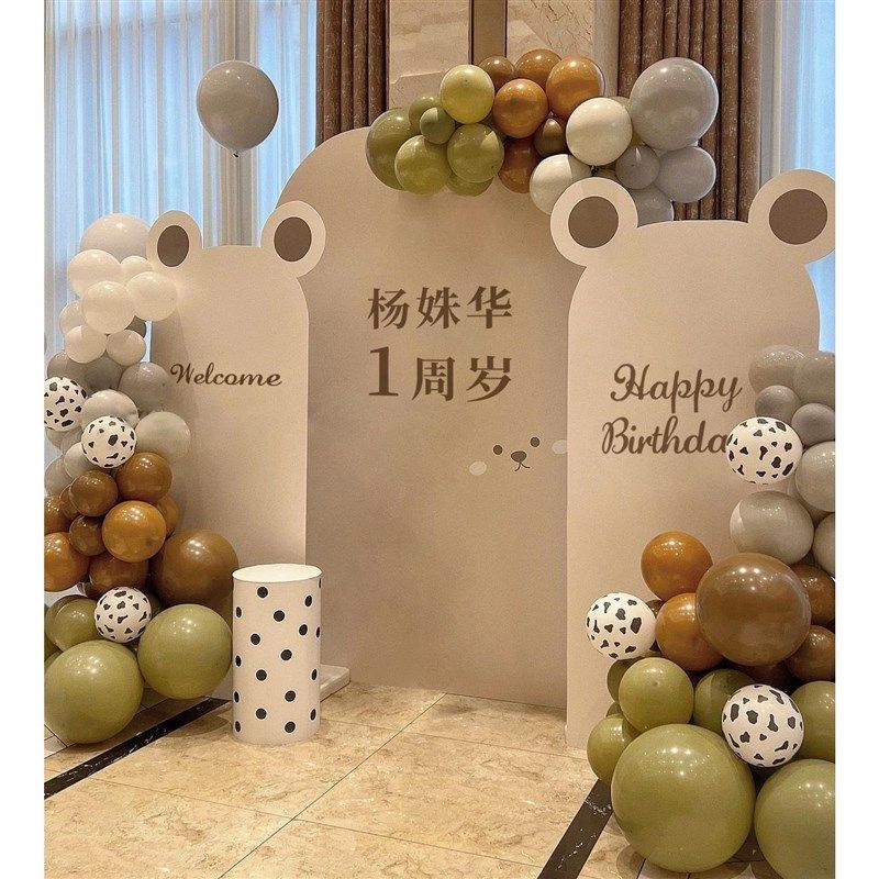 宝宝一周岁生日布置装饰场景kt板十10岁男女孩百天百日宴2背景墙1