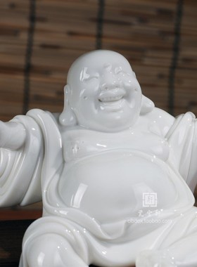 秋千弥勒陶瓷不倒翁弥勒笑佛摆件 德化白瓷 客厅装饰工艺品