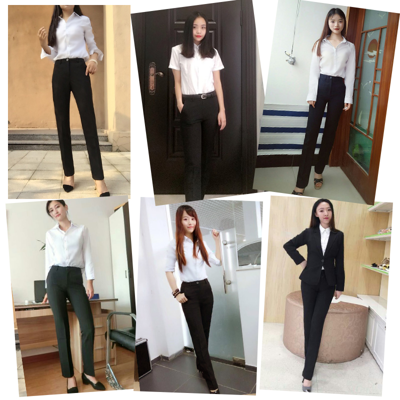 职业九分西裤女黑色长裤小脚正装西装工作裤工装高腰垂感直筒显瘦