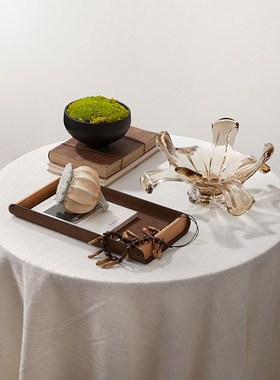 民宿客餐厅桌面装饰摆件个性创意水晶果盘茶几托盘陶瓷小摆设组合