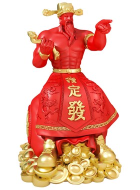 肌肉财神爷指定发财摆件家用玄关家居健身房店铺开业招财潮玩装饰