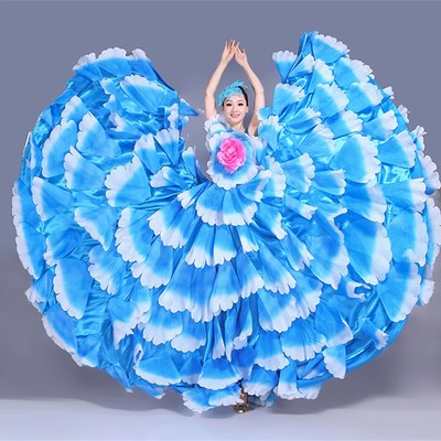 民族舞蹈表演服成人大合唱舞台装开场舞大摆裙花瓣裙演出服女长裙