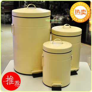 客厅书房间卧室厨房 哑粉缓慢降静音金属垃圾桶 3512圆形脚踏式
