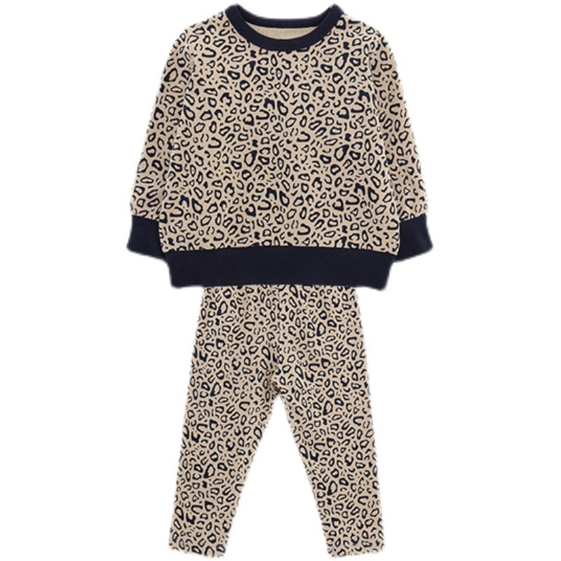 秋款婴儿衣服可爱超萌男婴童洋气豹纹卫衣纯棉长袖女宝宝春秋套装