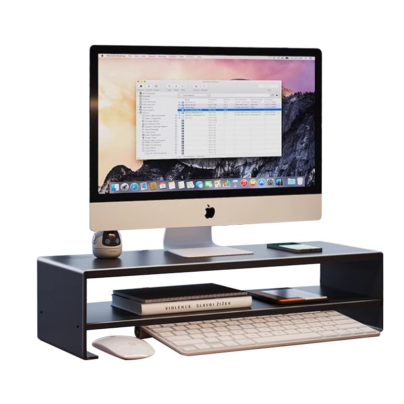 台式电脑显示器增高架桌面置物架办公室桌上杂物抽屉式金属收纳架
