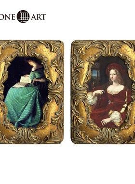 NONE ART玻璃镜面欧式复古小众人像装饰画客厅卧室沙发背景墙挂画