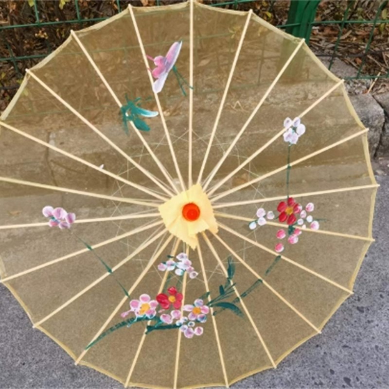 舞蹈演出跳舞透明伞道具古风走秀旗袍装饰绢布油纸工艺伞广场舞伞