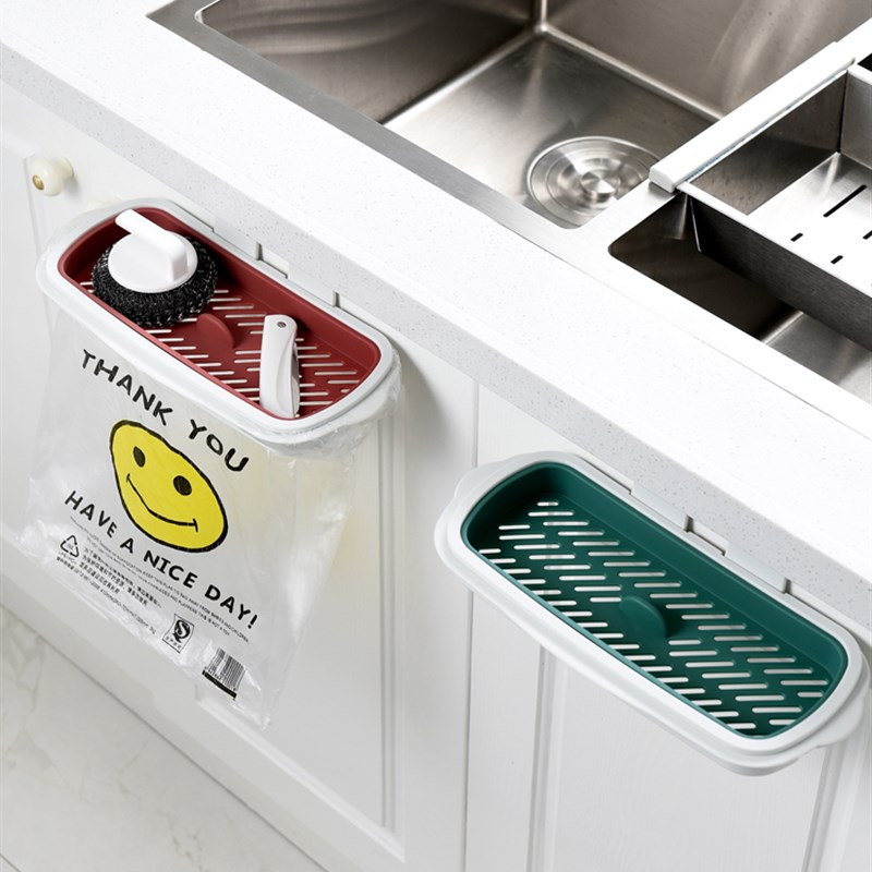 可挂式垃圾架挂架置物架壁挂式支架挂钩橱柜门架厨房垃圾桶家用