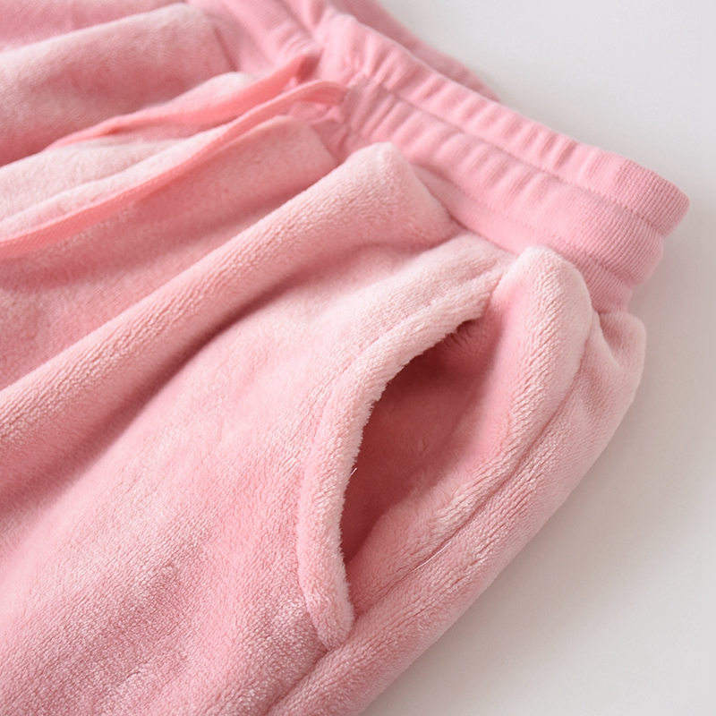 情侣法兰绒睡衣女冬加厚加绒保暖束脚收口珊瑚绒套头家居服套装男