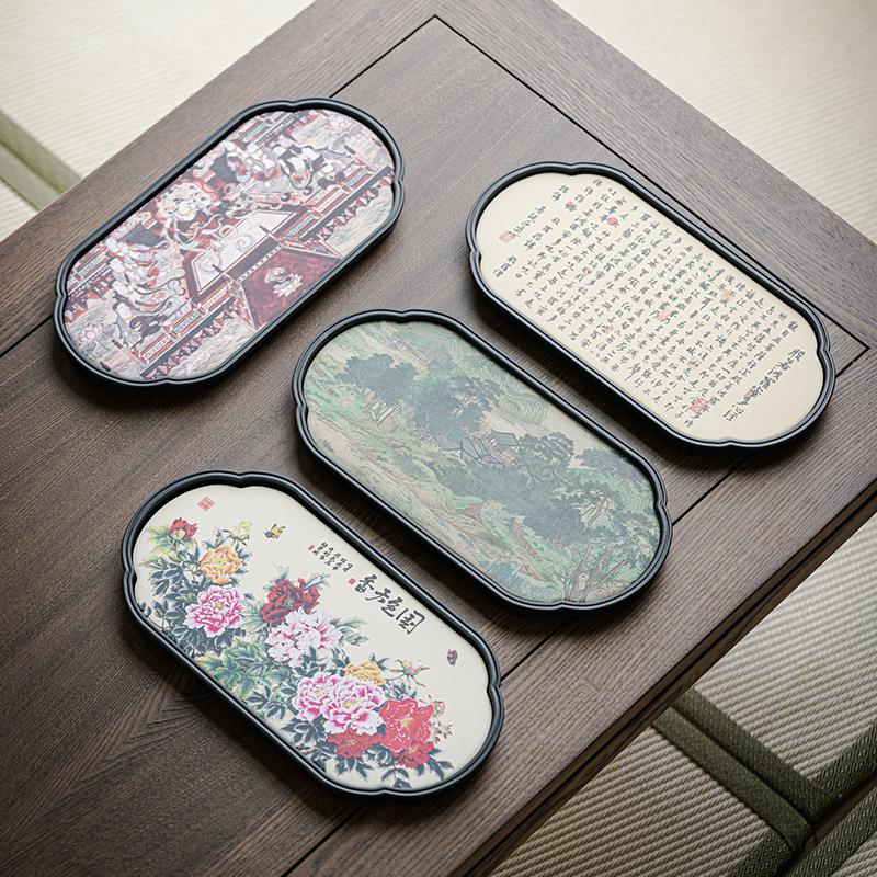 复古中式国风吸水干泡盘茶盘托盘陶瓷家用干泡台创意速干功夫茶台