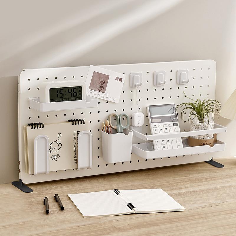 立式桌面洞洞板铁艺圆孔书房宿舍通用配件置物展示挂板书桌收纳架