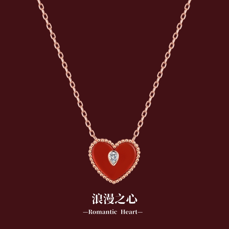 节日精美饰品999纯银心形项链