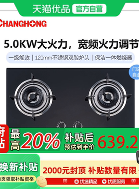 长虹家用5.0/4.5kw不锈钢炉头一体保洁燃气灶B238（门店自装）