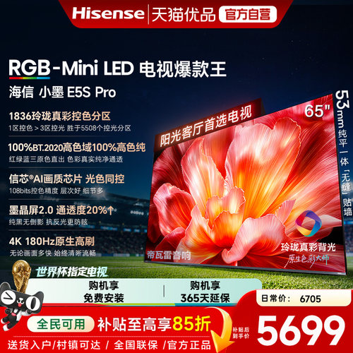 海信电视小墨65E5S Pro RGB-MiniLED玲珑真彩 墨晶屏E5Q PRO升级