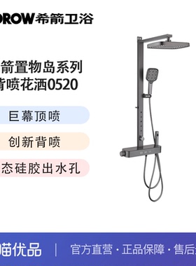 希箭（HOROW）汐雨系列0520枪灰背喷置物按键五功能花洒O2O