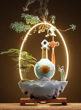 创意中国陶瓷酒柜酒庄餐厅收银0.5公斤酒瓶展示电动旋转托盘装饰