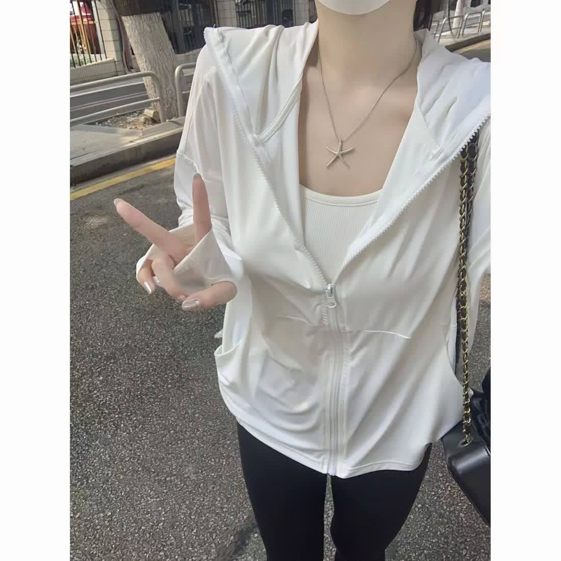 冰丝连帽防晒衣薄款户外服遮阳防晒女宽松夏季2026防紫外线外套