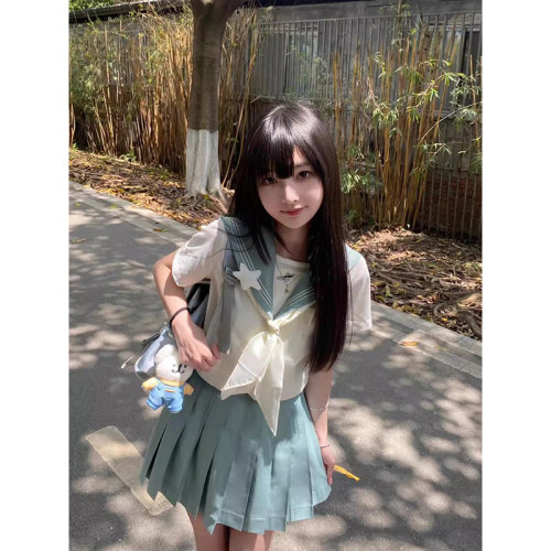 JK制服套装原创正版日系夏季甜美学院风薄荷白巧水手服女短袖上衣