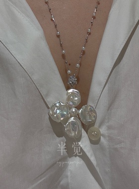 半觉栀香懂生活的女人精挑细选花瓣巴洛克珍珠花朵银吊坠