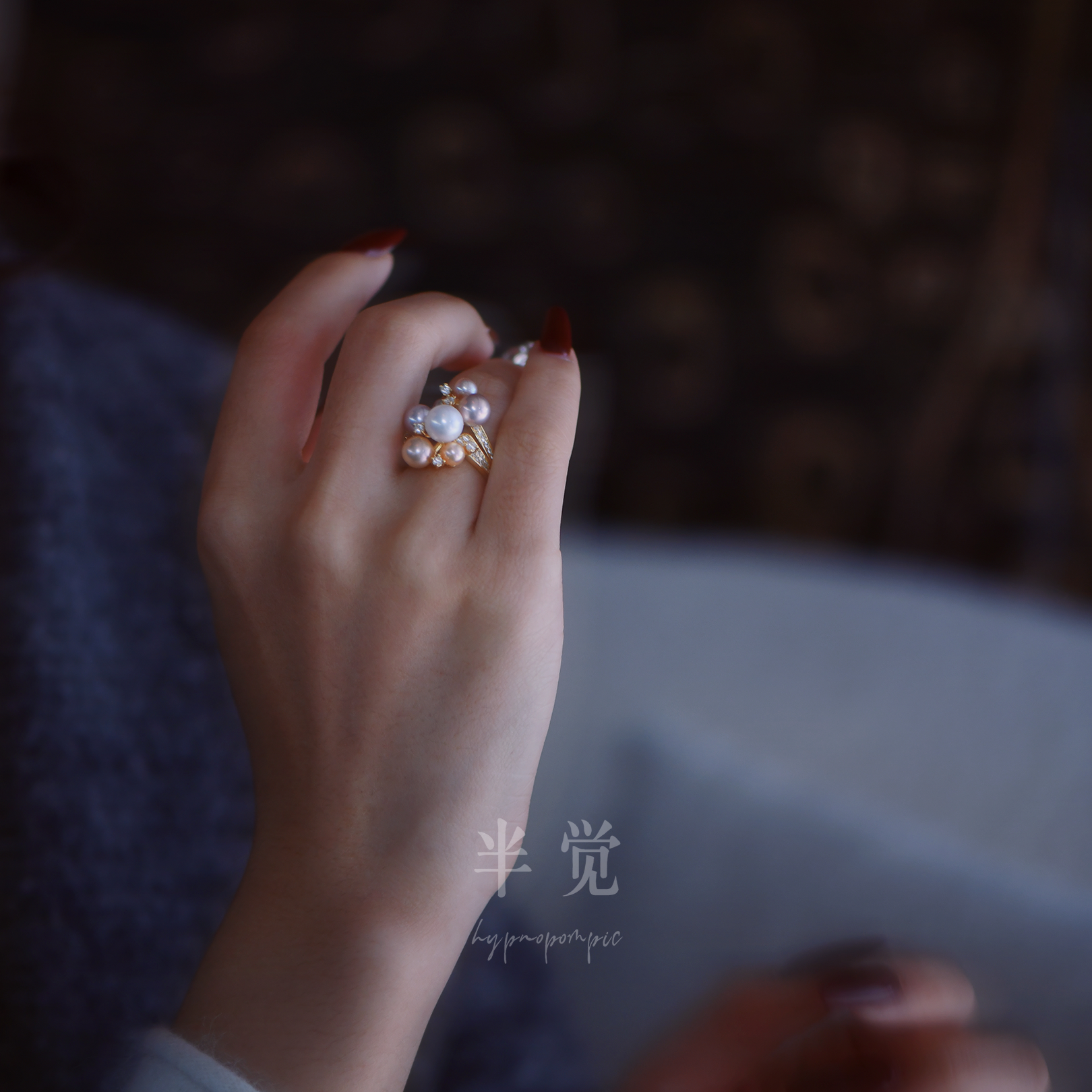 半觉【无尽期】半觉繁花万万级绝品淡水特选珠光珍珠定制纯银戒指