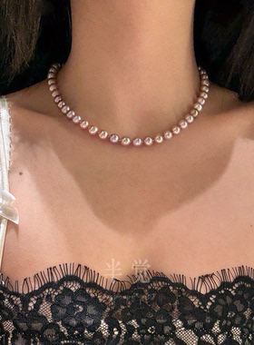 半觉【海棠依旧】高级感配色珍珠锁骨链送女友闺蜜生日礼物可开票
