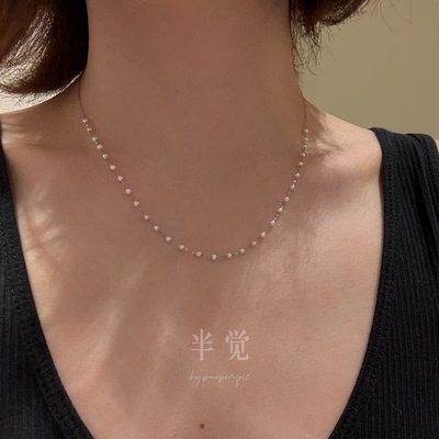 半觉极细淡水2-2.5mm满天星珍珠铂金pt900项链高级感 礼物可开票