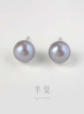 半觉气质天仙灰淡水珍珠铂金灰色系伴彩丰富秋冬耳钉 礼物可开票