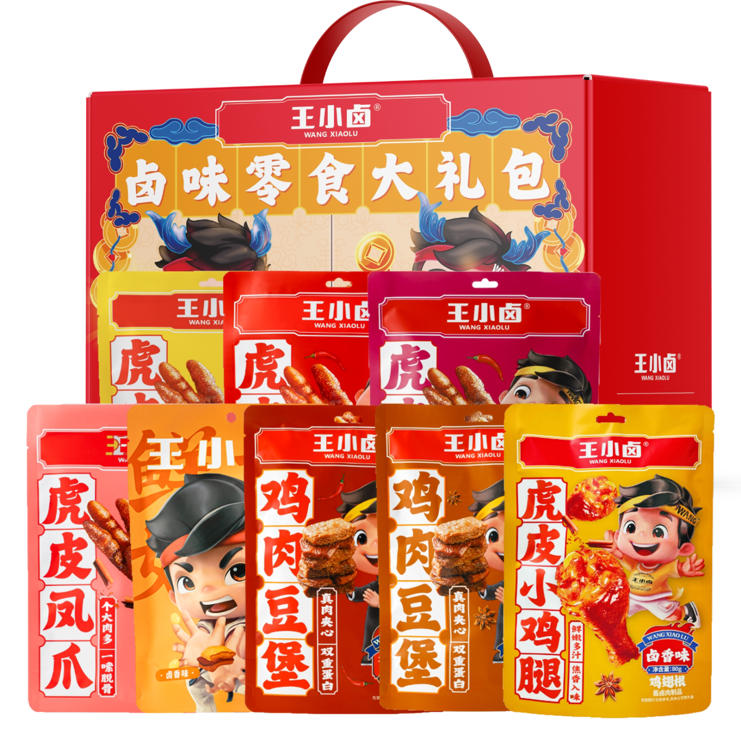 王小卤卤味鸡爪零食大礼包盒装图片