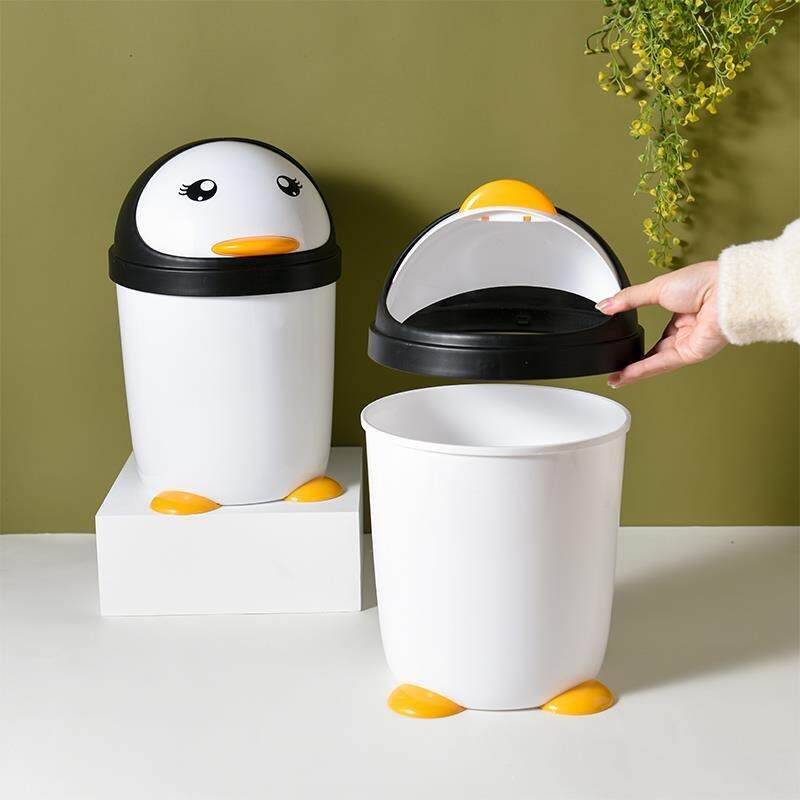 极速.卡通e企鹅垃圾桶厕所家用化妆室大号带盖子厨房客厅可爱少女