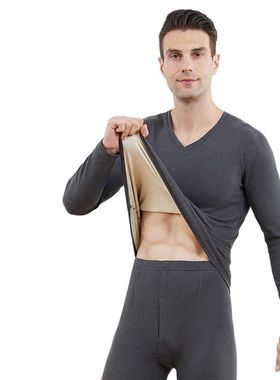 极速Autumne Winter Mens Fleece Thermal Underwear Suit Thick
