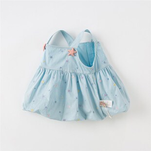 极速戴维贝拉儿童裙式上衣2023夏装女童衣服婴儿宝宝童Z装洋气吊
